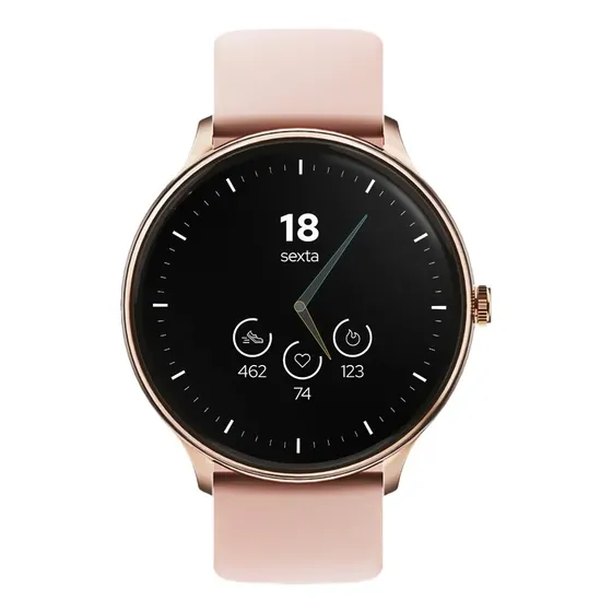 Smartwatch Wb Redondo 46mm, Tela 1,39 Fitness Tracker Rosa