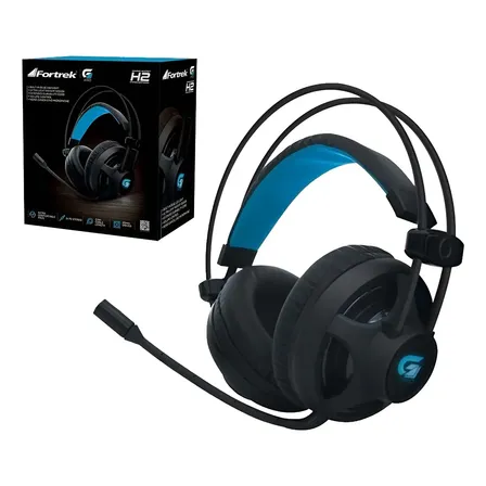 Headset Fone Ouvido Gamer Fortrek Pro H2 Com Led Azul Preto