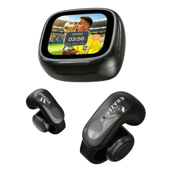 Fone de Ouvido Bluetooth TWS Esportivo ERAZER XF28 com Tradutor AI Simultâneo de 134 Idiomas e Design Aberto Preto