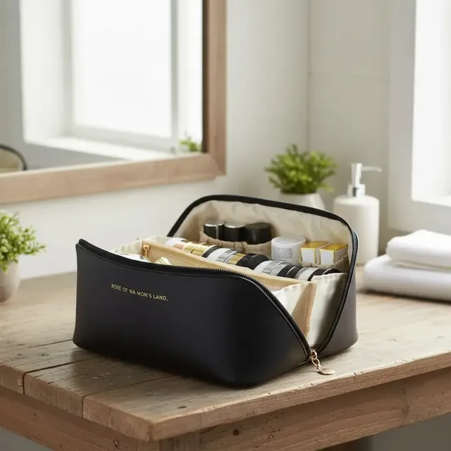 Bolsa Necessaire Porta Maquiagem Higiene Organizador Viagem Trabalho Faculdade Academia Unissex Feminino Moda Blogueira Marca Lemon Shark Cor Preta Preto Lisa