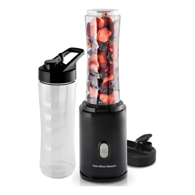 Liquidificador Individual Hamilton Beach Portátil Com 2 Garrafas De 600ml E Tritan Livre De Bpa Preto 127v