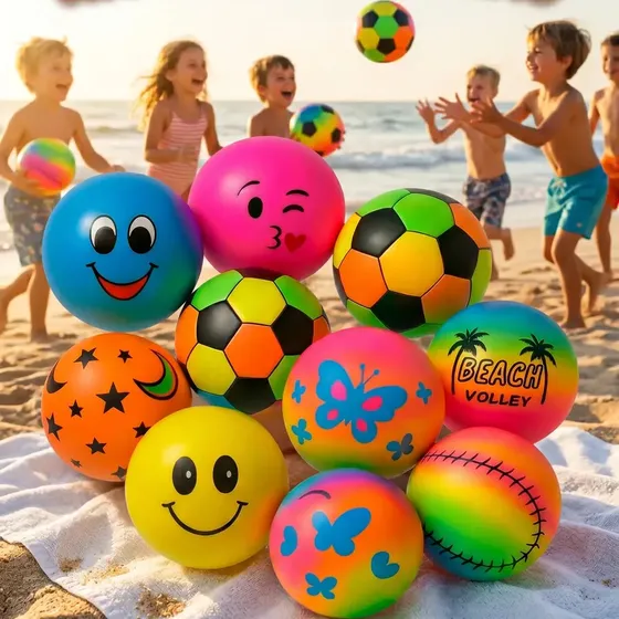 Bola Vinil Inflável Kit Com 10 Bolas Infláveis Cores Sortidas 23cm Praia Piscina Festa Aniversario Parque Atacado Smile... Coral Graffiti