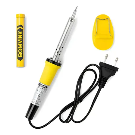 Ferro De Solda Profissional Bomvink 9515 60w 127v Ou 220v Amarelo Com Suporte