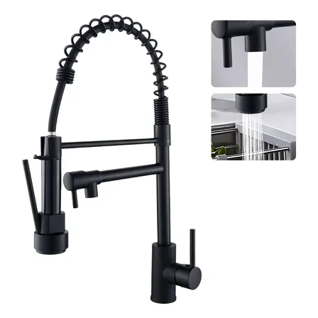 Torneira Gourmet Preta Aço Inox Monocomando Cozinha Winda Preto Fosco