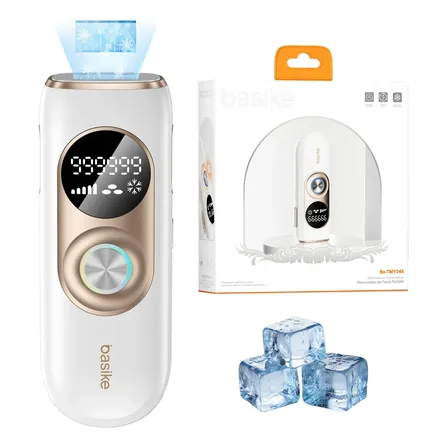 Depilador A Laser De Depilador Luz Pulsada IPL Profissional 9 Níveis De Ajuste, Sensacao Gelo Indolor Depilacao Definitiva, Unissex Para Bivolt Depilacao Laser Dep Portatil, Para Corpo Todo Basike