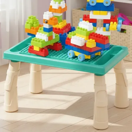 Mesa De Blocos Mesinha Atividades Infantil Didática 100peças Verde