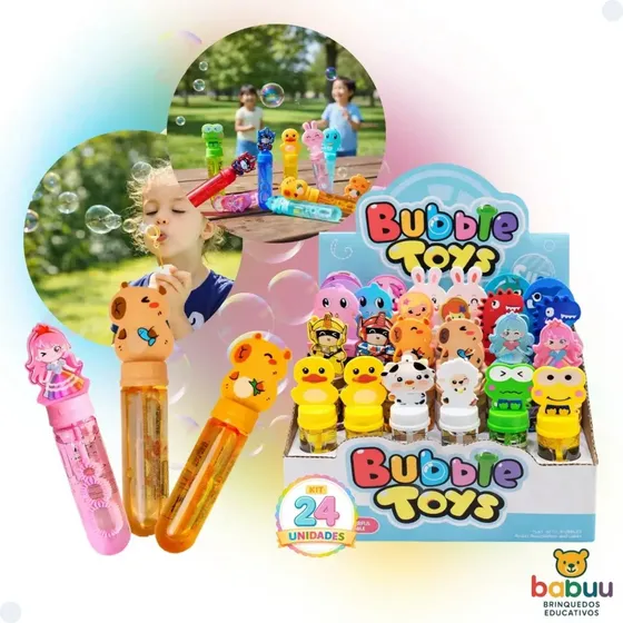 Kit 24 Bolha De Sabão Bolhinha Lembrancinha Aniversário Fazedor De Bolhas De Sabão Lança Bolha Gigante Criança Infantil Kit Brinquedos Atacado Babuu Brinquedos Educativos