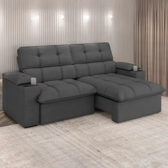 Sofá 3 Lugares Luizzi Besthouse Liverpool Slim 210cm Tit?nio