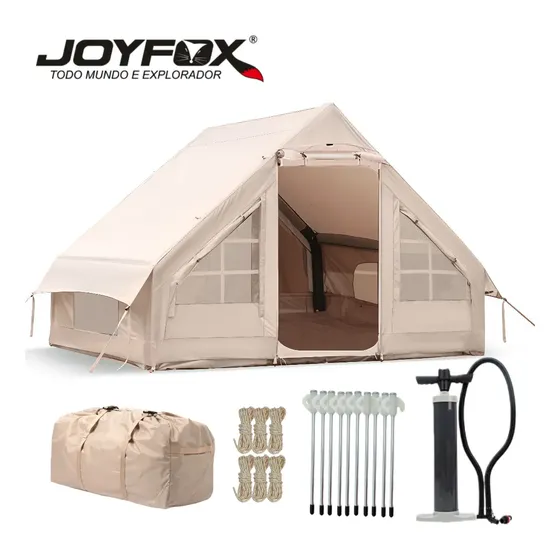 Barraca Inflável para 6 Pessoas Joyfox, Tenda de Acampamento 3000 mm Impermeável e Fácil de Montar