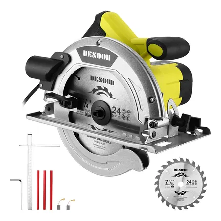 Serra Circular Elétrica Profissional Desoon De 1600w Com Ângulo Ajustável E Disco De 185mm Verde-claro 220v 60hz