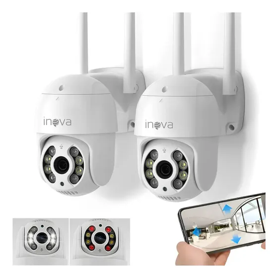 Kit 2 Câmera Segurança Externa Ip Wi-fi Inteligente Com Alarme, 360° Full Hd Ptz Visão Noturna Colorida Rastreamento Humanóide Áudio Bidirecional Ip66 À Prova D'água E À Prova De Poeira Yoosee/ICSEE