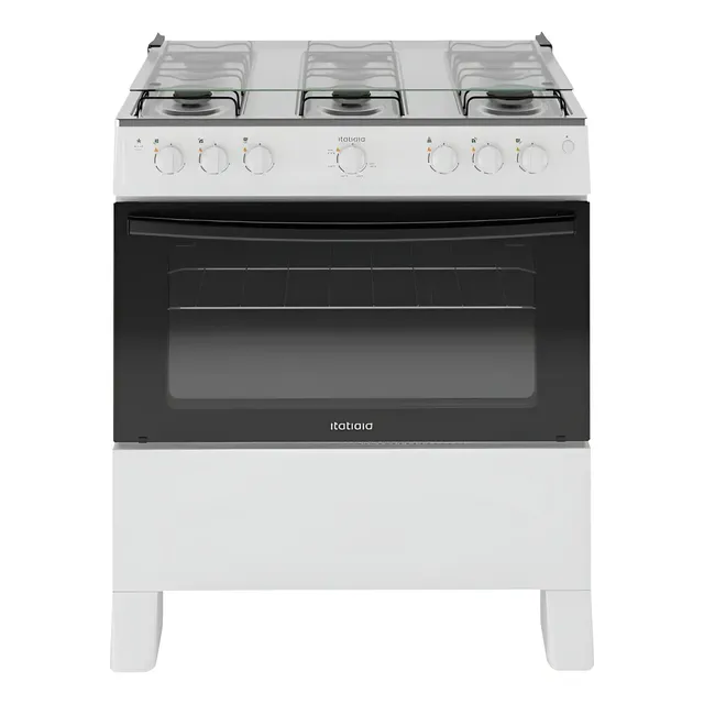 Fogão Itatiaia Star New 6 Bocas Branco Com Mesa de Inox e Acendimento Automático