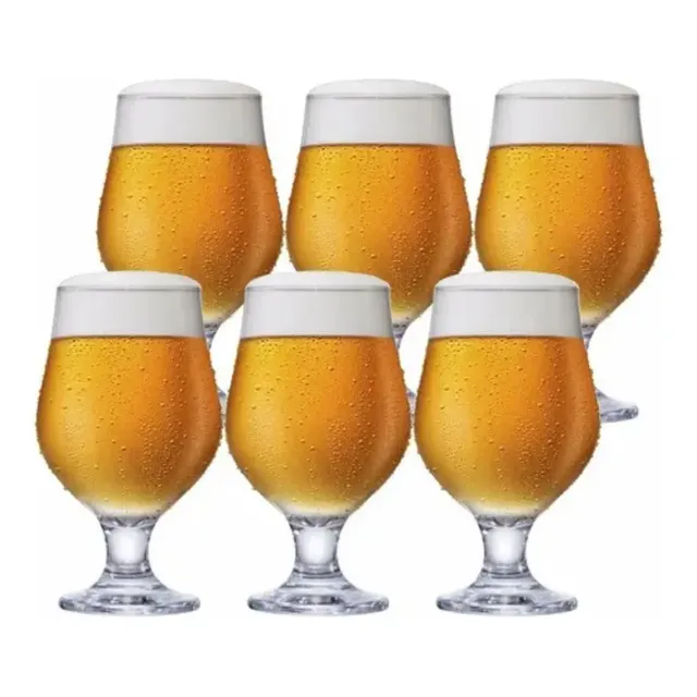 Jogo 6 Taças Cerveja Vidro Cristalino 400ml M&k Home - Bares E Restaurantes Água