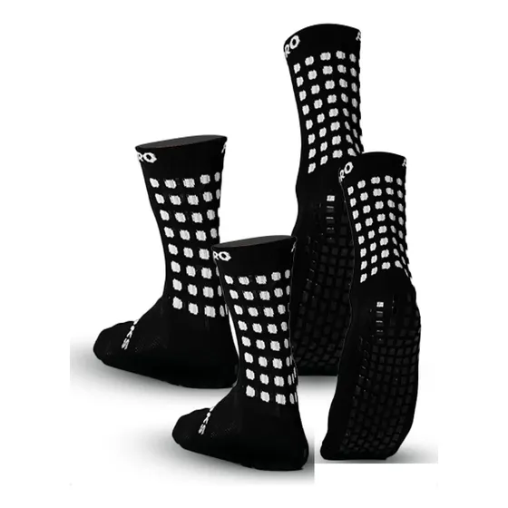 2 Pares Meia Antiderrapante Futebol Prosocks Grip Draft Cano Médio Profissional Com 2 Pares Preto Tamanho 38-44