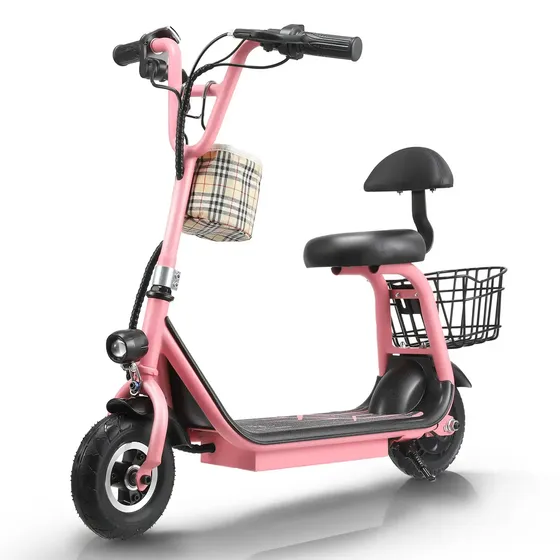 Honeywhale Jl005 Patinete Elétrico Infantil, 350w-18km/h-10km-80kg, Velocidade-autonomia-juvenil-de-bluetooth-carge, Scooter Eletrica Com Banco, 8 Inch Pneus Sólidos, Honey Whale (36v 3,6ah) Rosa