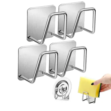 Kit 4 Suporte Porta Bucha Esponja Inox Pia Cozinha Organizar Prateado