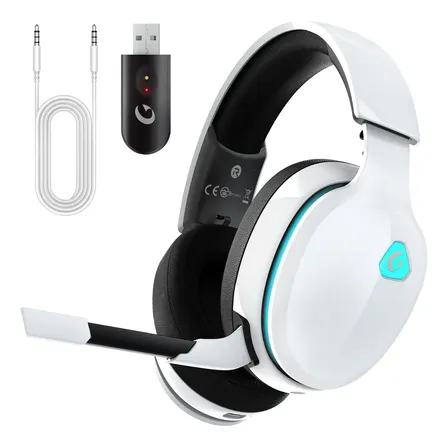Fone De Ouvido Gamer Headset USB Olafvi Captain 300 Com Fio Branco Microfone Cancelamento De Ruído PS5 PS4 PC Switch (1 pc)
