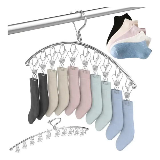 Varal Portátil, Primeware Varal Portátil Aço Inoxidávelcom 10 Prendedores, Multiuso, Resistente À Ferrugem, Adequado Para Secar Panos De Prato, Meias, Roupas Íntimas E Cuecas Prateado