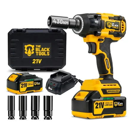 Chave De Impacto Parafusadeira A Bateria 21v 1/2 Pol 2400 Rpm Bivolt Com Acessórios E Maleta Tb21iy The Black Tools Amarelo 127/220v 60 Hz