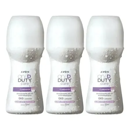 3x Desodorante Roll On On Duty Care Clareador 50ml Avon