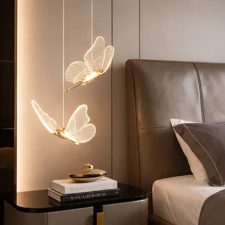 Luminária Pendente Led Em Formato De Borboleta, Luminária Decorativa Moderna Com Design Elegante 110265v, Ideal Para Quartos, Mesas De Cabeceira E Corredores, Tieesa Dourado 127/220v