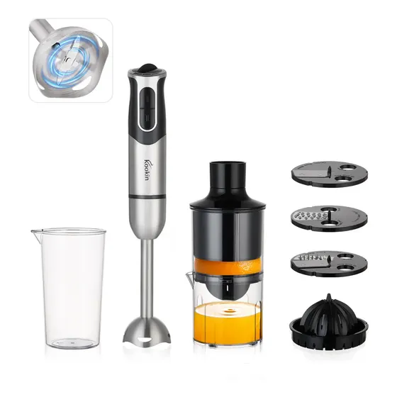 Mixer de Mão Kookin Power Inox 800W com Espremedor e 8 Velocidades