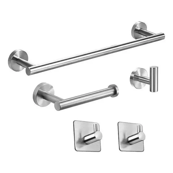 Kit Acessorios Banheiro Completo 5 Peças Prata Aço Inox 304 Alta Resistência Winda Prateado