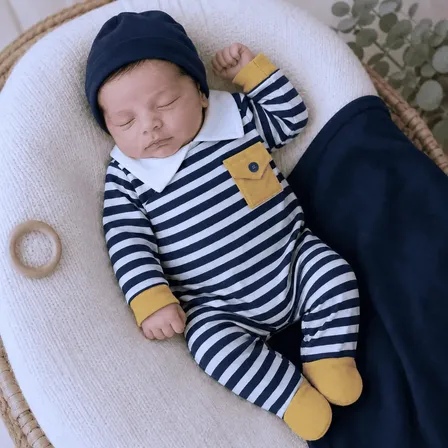 Saída De Maternidade Menino Em Algodão Azul-marinho 0 A 3 Meses