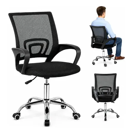 Cadeira Giratória Escritório Polex Full Preta Ergonômica Mesh Rodinhas Preto Espuma E Nylon Mesh