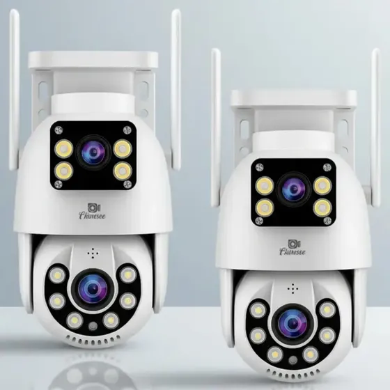 Kit 2 Câmera De Segurança Wi-fi Externa Interna Lente Dupla Giratória Smart Ip Prova D'água Visão Noturna Infravermelho Hd App Yoosee Chinesee