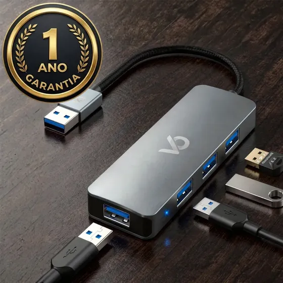 Hub Usb 4 Portas 3.0 Macbook Cabo Extensor Adaptador Mesa Computador Várias Portas 3.0 E 2.0 Pc Notebook Impressora Switch Voxo