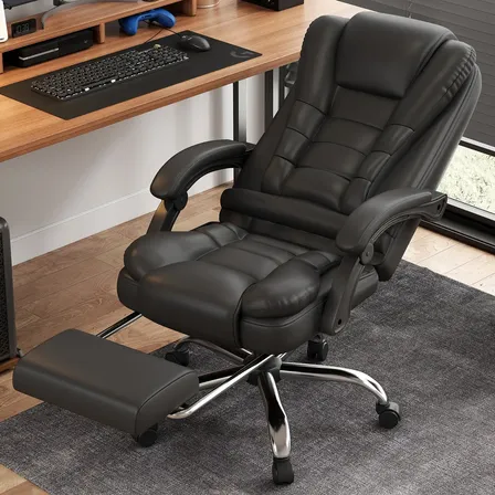Cadeira Executiva Sweet Studio Ergonômica Preta, Com Apoio de Pés e Encosto Reclinável