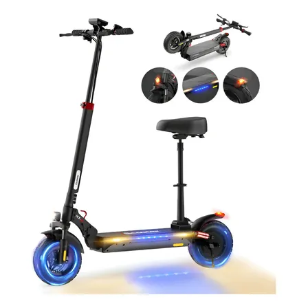 Patinete Elétrico iX3 Liga Alumínio Dobrável Altura Regulável | Amortecedores Telescópicos Dianteiro/Traseiro, Freios a Disco + E-ABS Oculto, 48V 10Ah, Banco Removível, Autonomia 40km, Pneu 10" Sem Câ