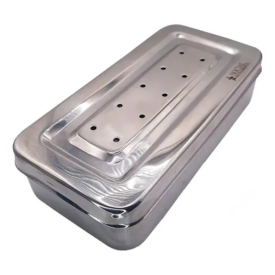 Caixa De Inox Para Esterilização - Social Instrumentos. 26x13x06