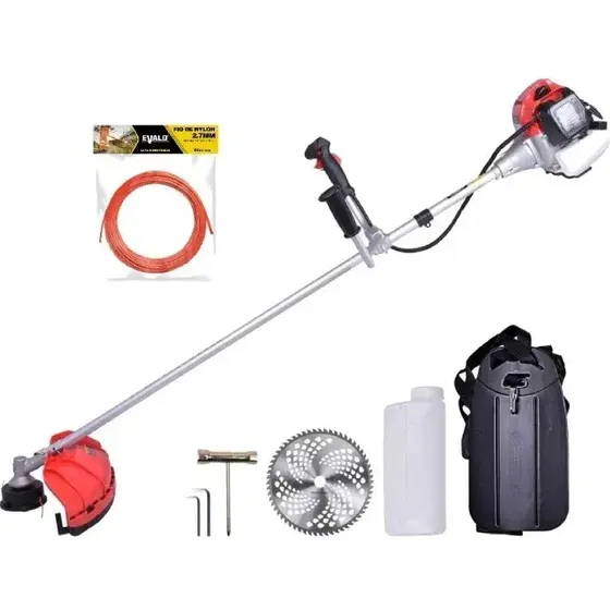 Roçadeira Gasolina 52cc Tbc52x Toyama Kit Faca Fio De Nylon