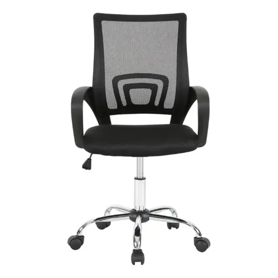 Cadeira Secretaria Base Cromada Tela Mesh Preto