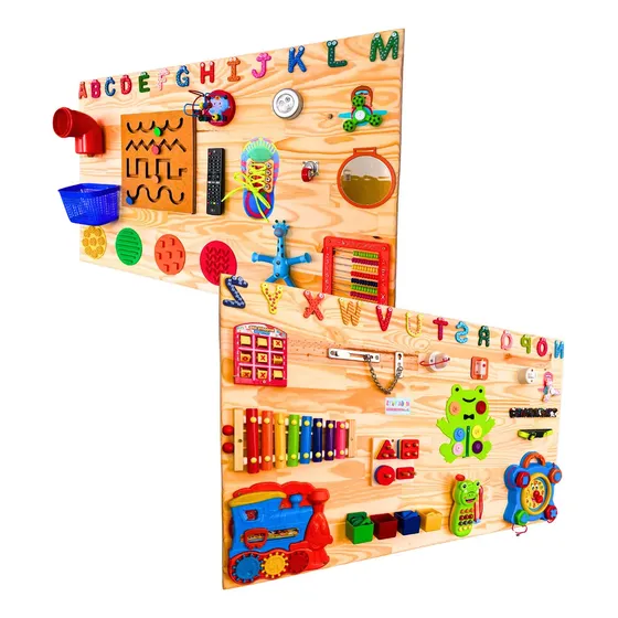 Painel Sensorial Montessori Gigante De Madeira Com 31 Atividades E 2 Metros De Comprimento Painel 2 Metros