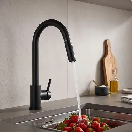 Torneira Cozinha Inox Preto Extensível Dupla Função Spray 360° Água Quente E Fria Winda Monocomando com Bica Alta, Ducha Retrátil e Instalação de Bancada