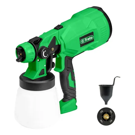 Pistola Pintura Elétrica Pulverizadora de Tinta HVLP 5 Regulagens Trato Paint Power Verde 800ml 550w Oficial NF