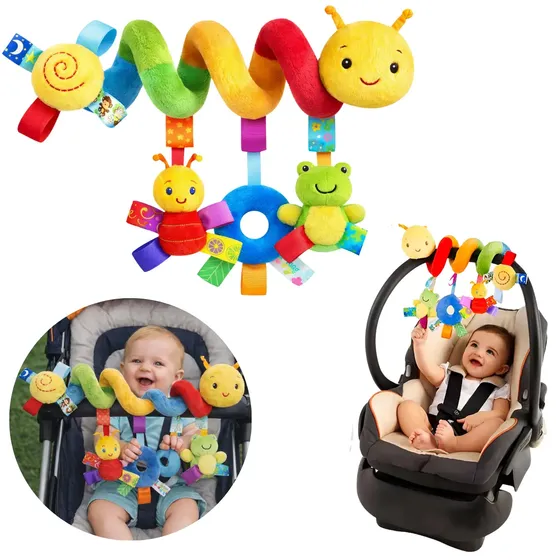 Móbile Centopeia Em Espiral Bebe Para Carrinho, Berço Com Chocalho Multisensorial 1ª Infância Bebê Conforto Marca D Dose