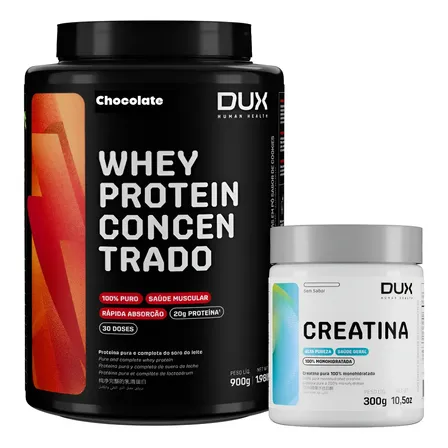 Combo Whey Concentrado 900g + Creatina 300g Dux Nutrition Sabor Chocolate