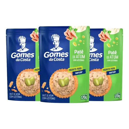 Kit 3 Un - Patê De Atum Com Azeitonas (pouch) - 170g - Gomes Da Costa