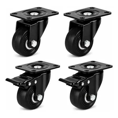 Kit 4 Rodinhas Giratórias Roda Rodízio Para Móveis Carrinhos 400kg Com Freio Reforçada 50mm 2 Polegadas Reforçada Antirrisco Pvc Com Trava Silenciosa