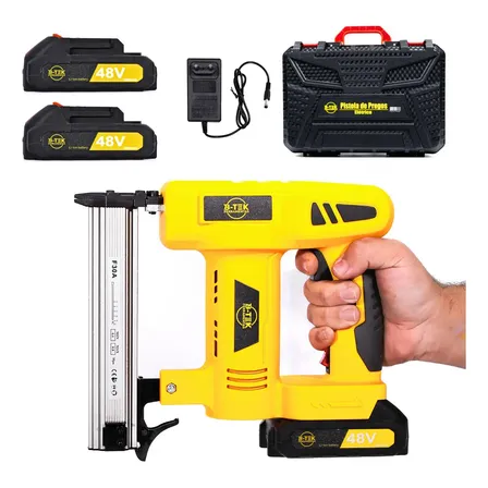 Pistola De Prego Elétrico Pinador Sem Fio Bivolt 110/220v 2 Baterias Profissional Motor Brushless P/ Madeiras,... 127/220v