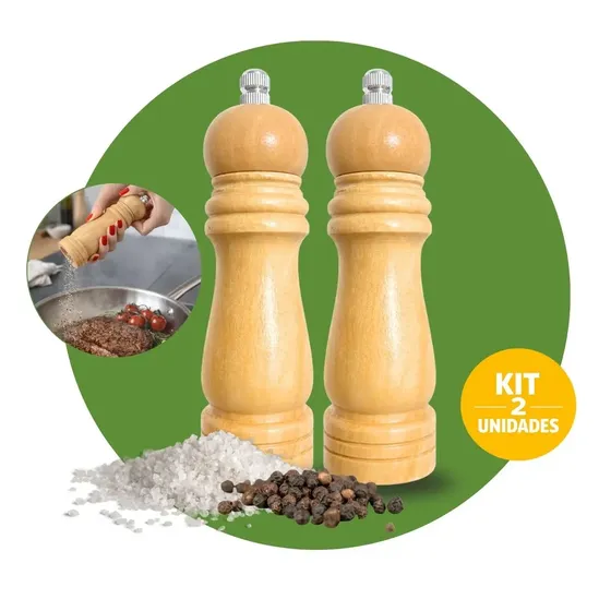 Kit 2 Moedores De Pimenta E Sal Grosso 17cm Madeira Ajuste Fino E Grosso Moagem Manual Precisa Mecanismo Cerâmica Aço Inox Cozinha Churrasco Marrom Claroboa Dica®