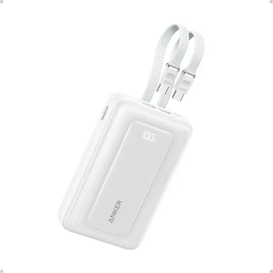 Banco de energia Anker Zolo 20000mah, carregamento rápido de 45 w, com dois cabos USB-C integrados, bateria portátil para telefones, tablets e laptops, ideal para viagens e uso diário, compacta e...