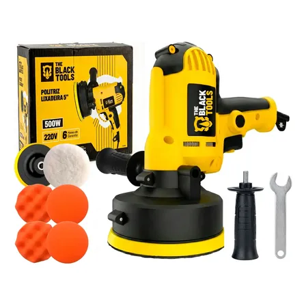 Politriz Lixadeira Multifunções Automotiva 110v 500w 125mm Ferramenta Elétrica De Mão Acessórios Bpl500 The Black Tools Amarelo 127v