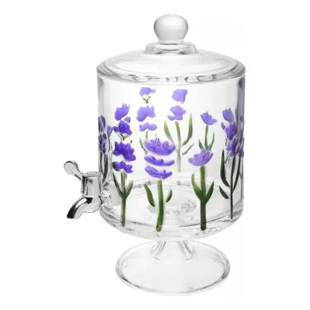Suqueira De Cristal Bold Com Pé E Tampa Lavanda 4,5l Lyor Transparente