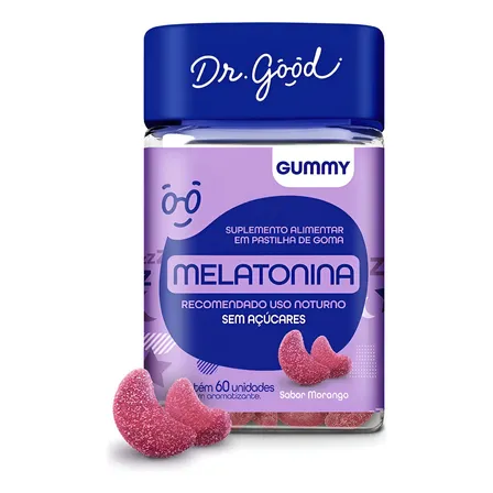 Melatonina Dr. Good em Gomas Sabor Morango para Sono Profundo