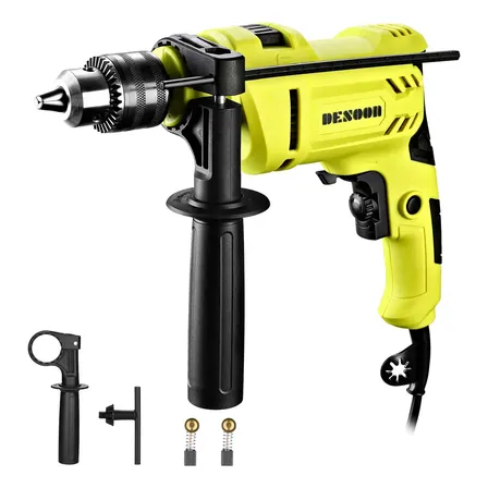 Furadeira De Impacto Profissional 750w Elétrica 13mm Motor De Cobre Com Pega Giratória De 360° E Medidor De Profundidade Desoon Verde-claro 220v